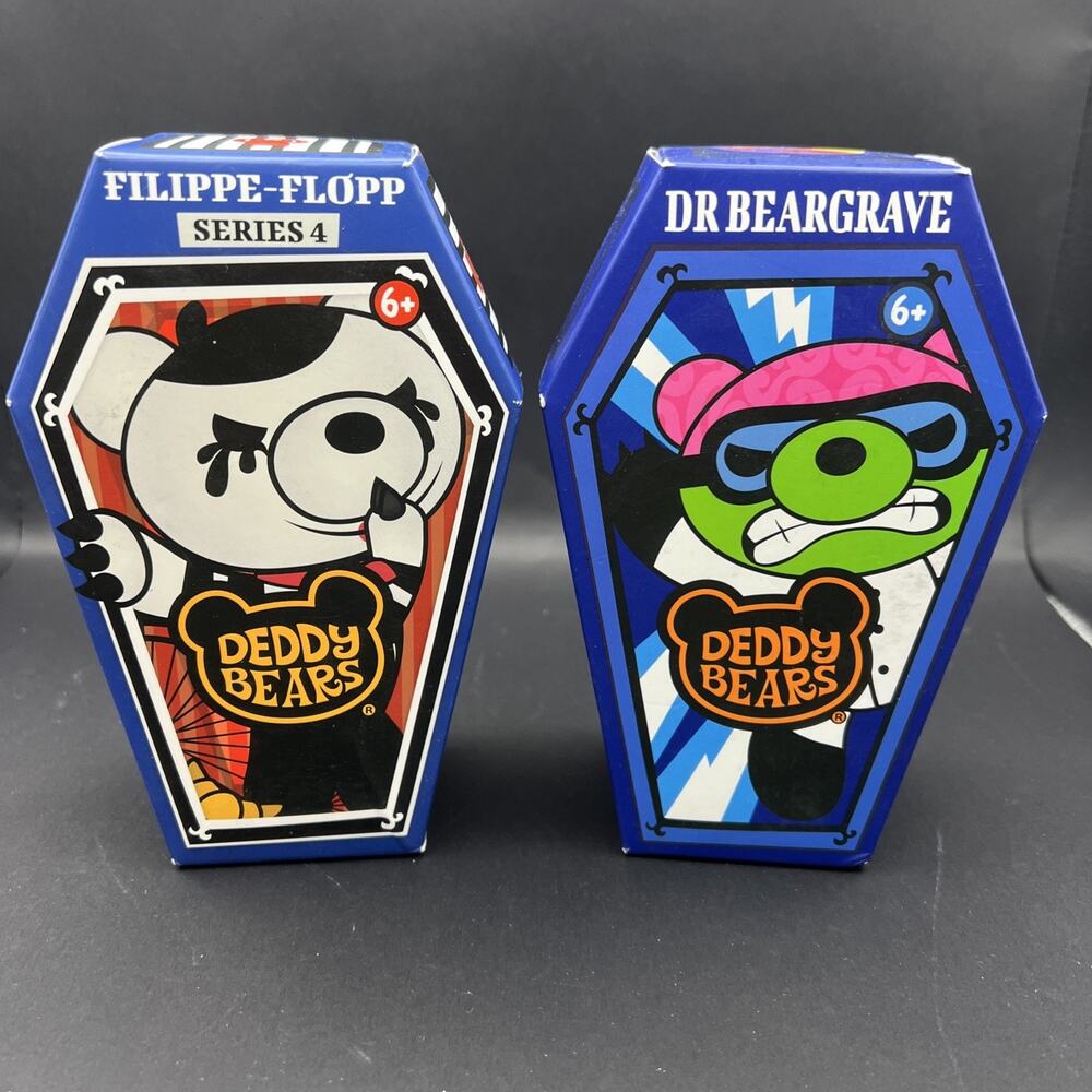 2 Deddy Bears Snapps Series 4 Filippe-Flop & Dr Beargrave Plushies In Coffin NEW